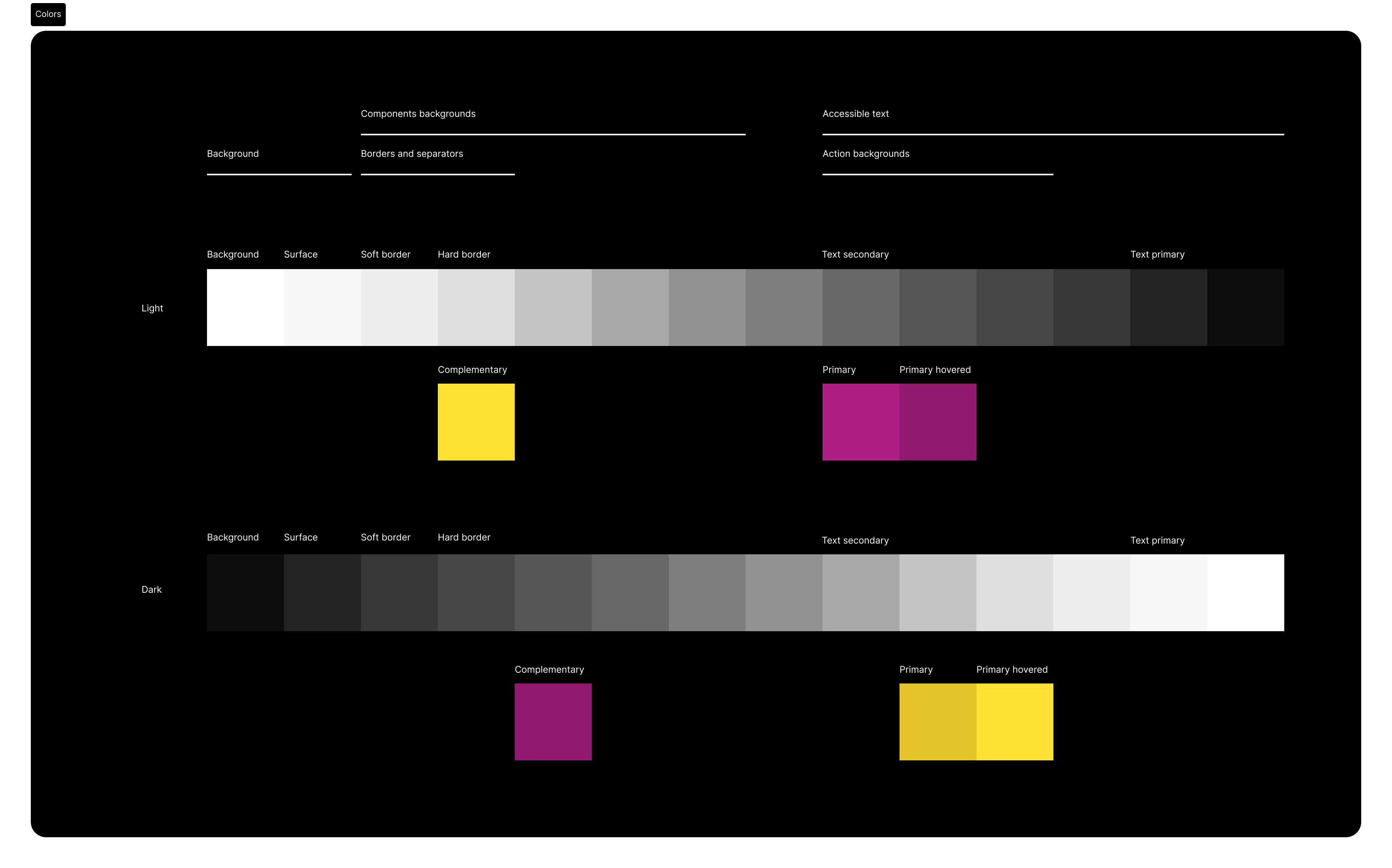 Openverse.org dark mode color palette
